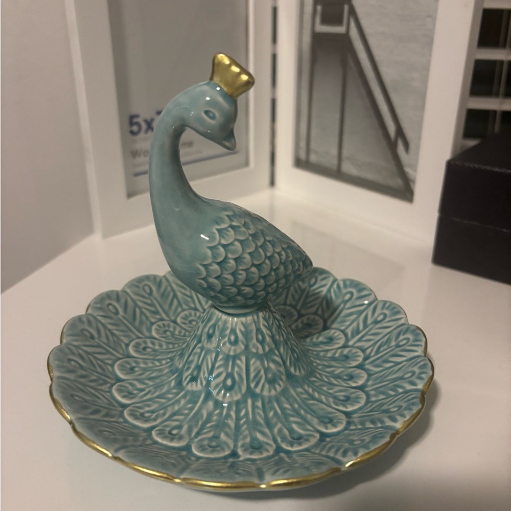Ceramic Peacock Jewlery Holder